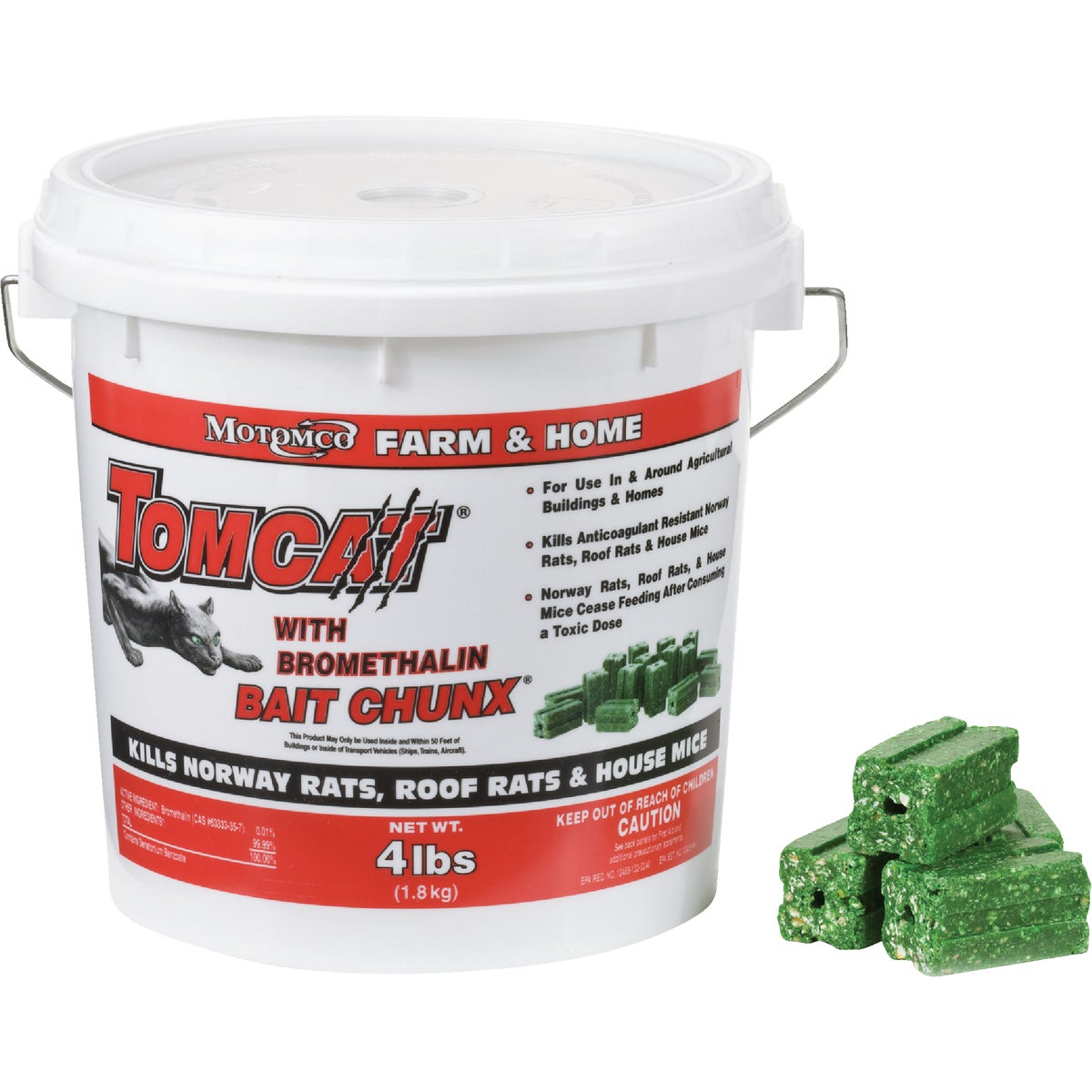 Tomcat Bait Chunx Bar Rat And Mouse Poison, 4 Lb.