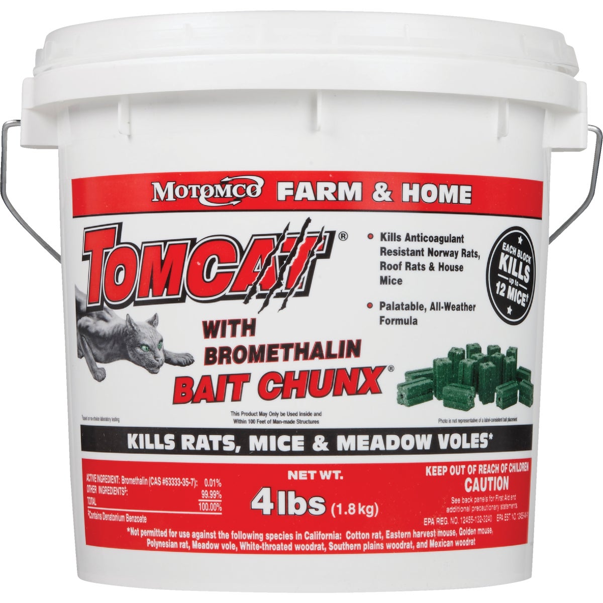 Tomcat Bait Chunx Bar Rat And Mouse Poison, 4 Lb.