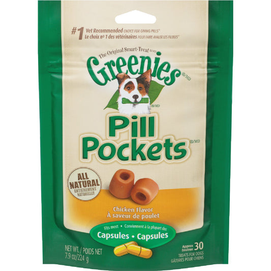 Greenies Capsule Pill Pockets Chicken Flavor Chewy Dog Treat (30-Pack)