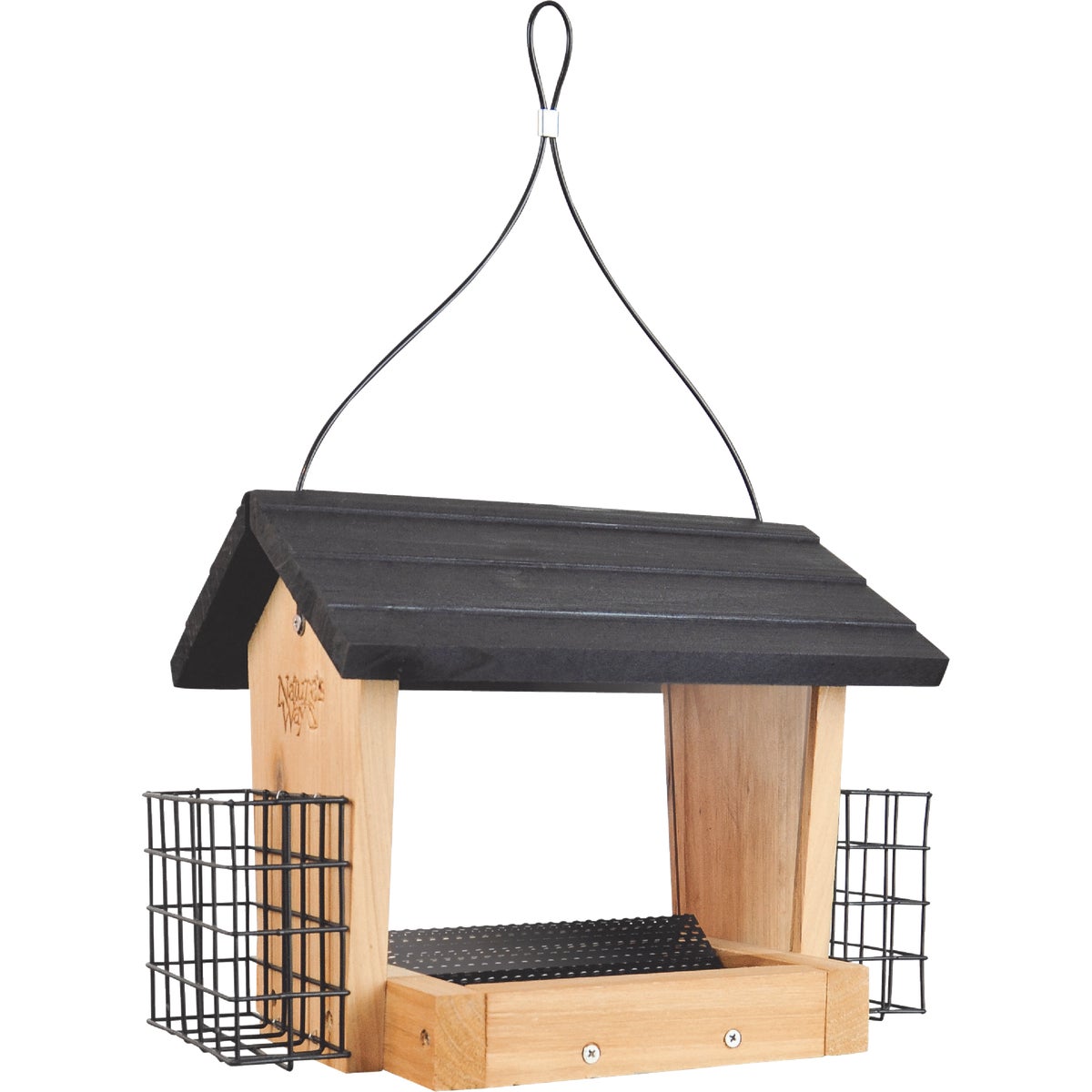 Nature's Way 3 Qt. Natural Cedar Hopper Feeder with Suet Cages