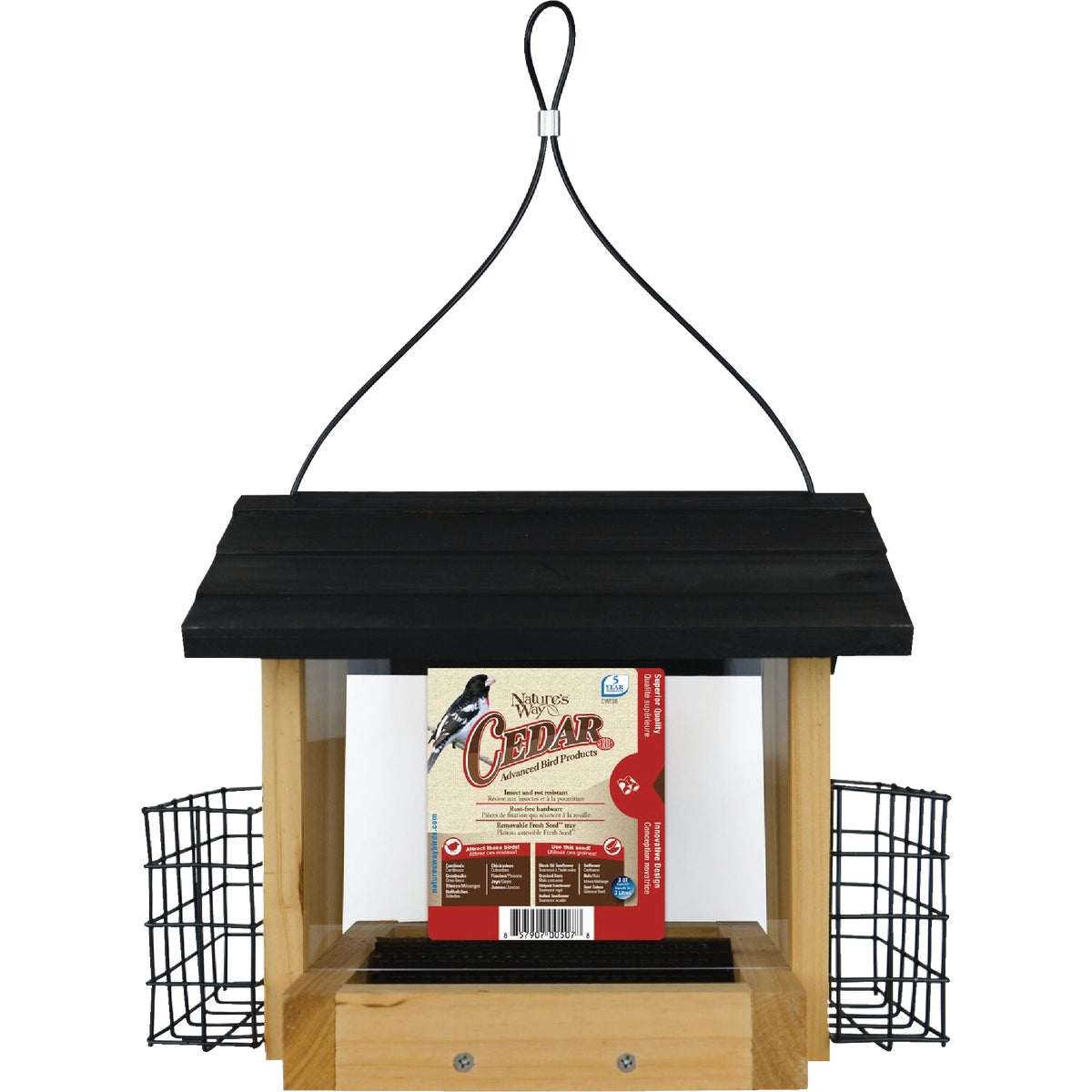 Nature's Way 3 Qt. Natural Cedar Hopper Feeder with Suet Cages