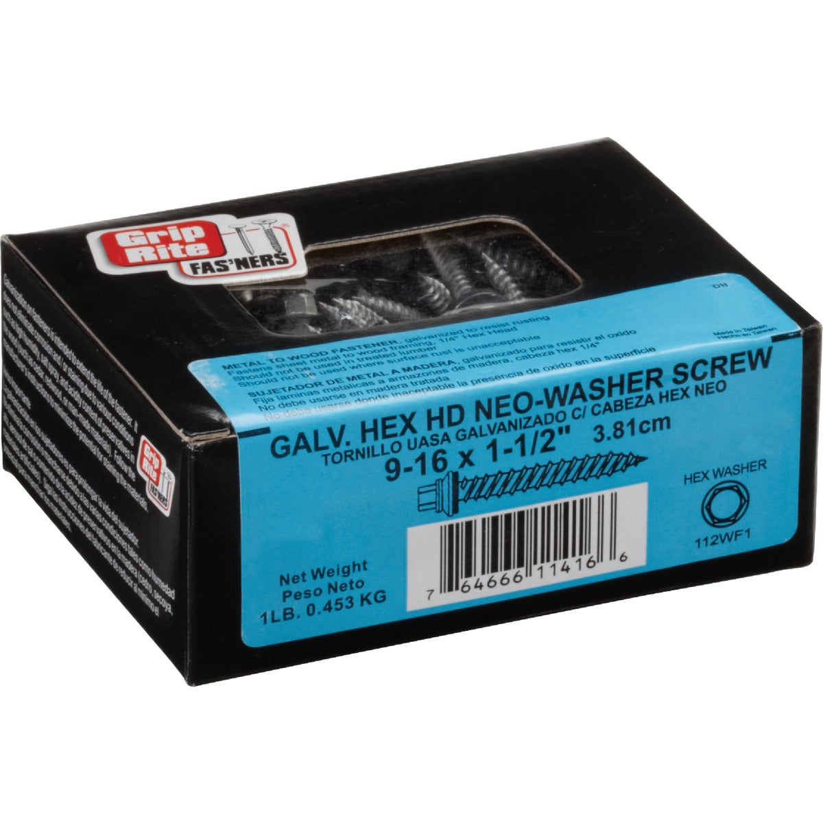 Grip-Rite #9 x 1 - 1/2 In. Galvanized Hex Washer Head Screw (4650 Ct.)