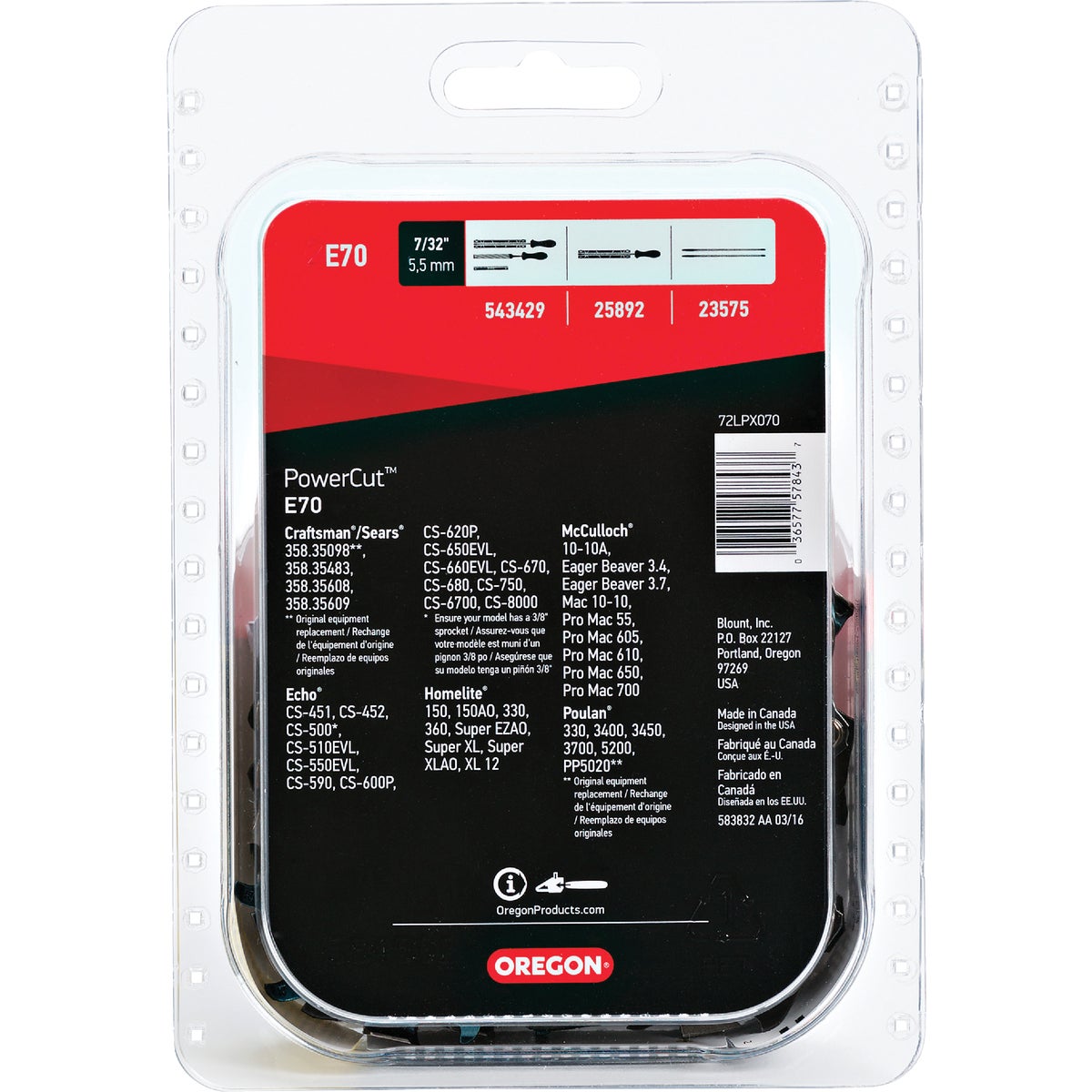 Oregon PowerCut E70 20 In. Chainsaw Chain