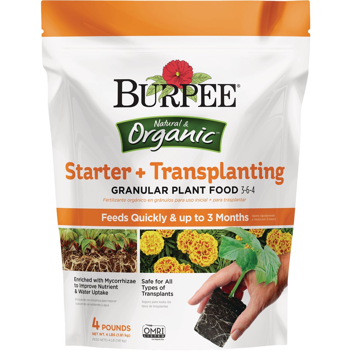 Burpee Natural & Organic 4 Lb. 3-6-4 Starter + Transplanting Dry Plant Food