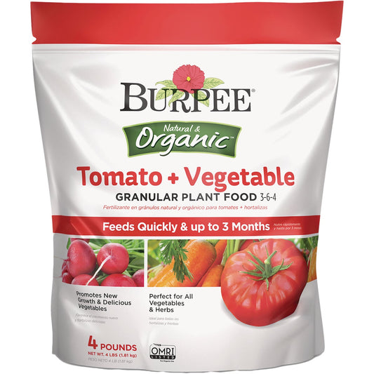 Burpee Natural & Organic 4 Lb. 3-6-4 Tomato + Vegetable Dry Plant Food