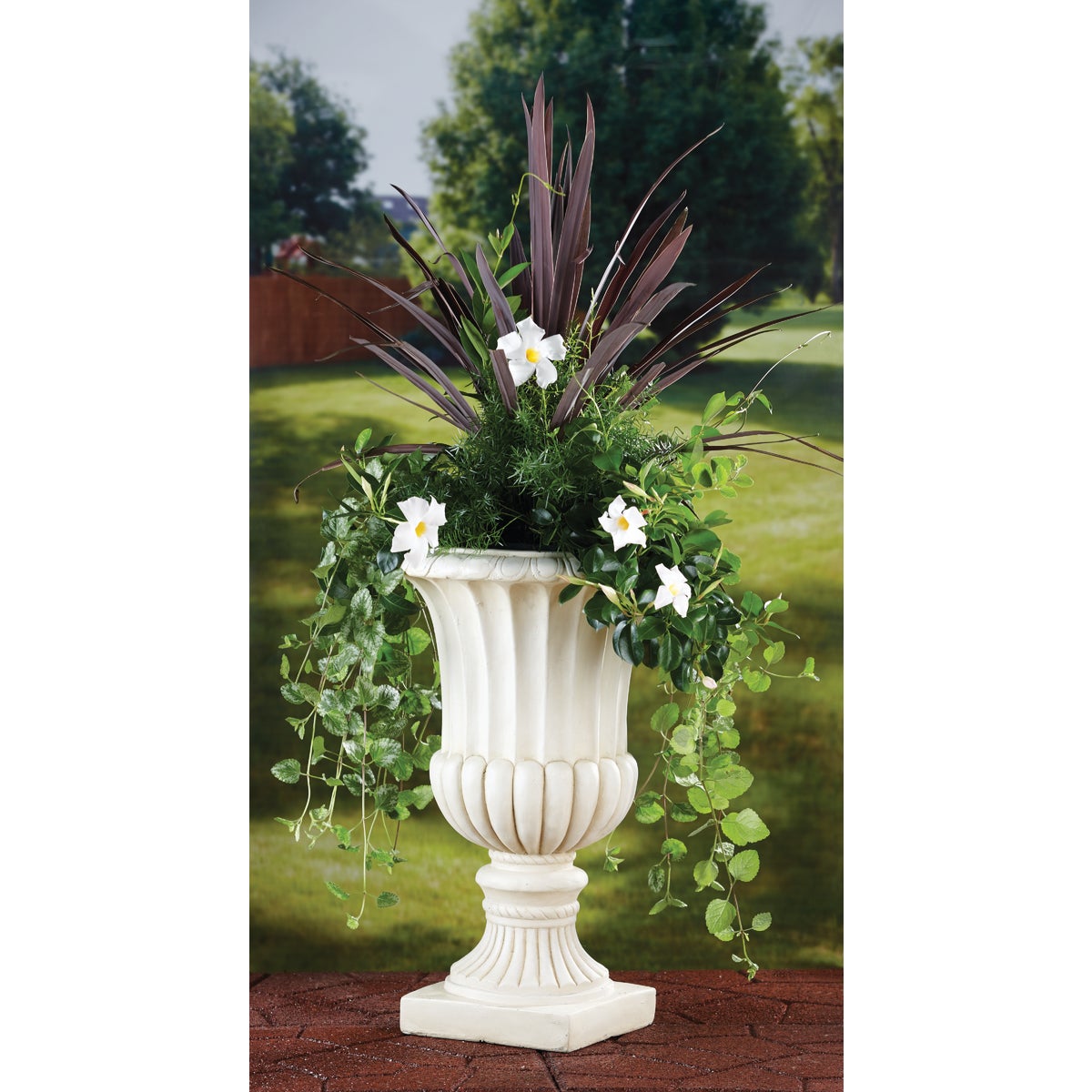 Best Garden 24 In. H. x 15 In. Dia. Cast Resin & Fiberglass White Urn