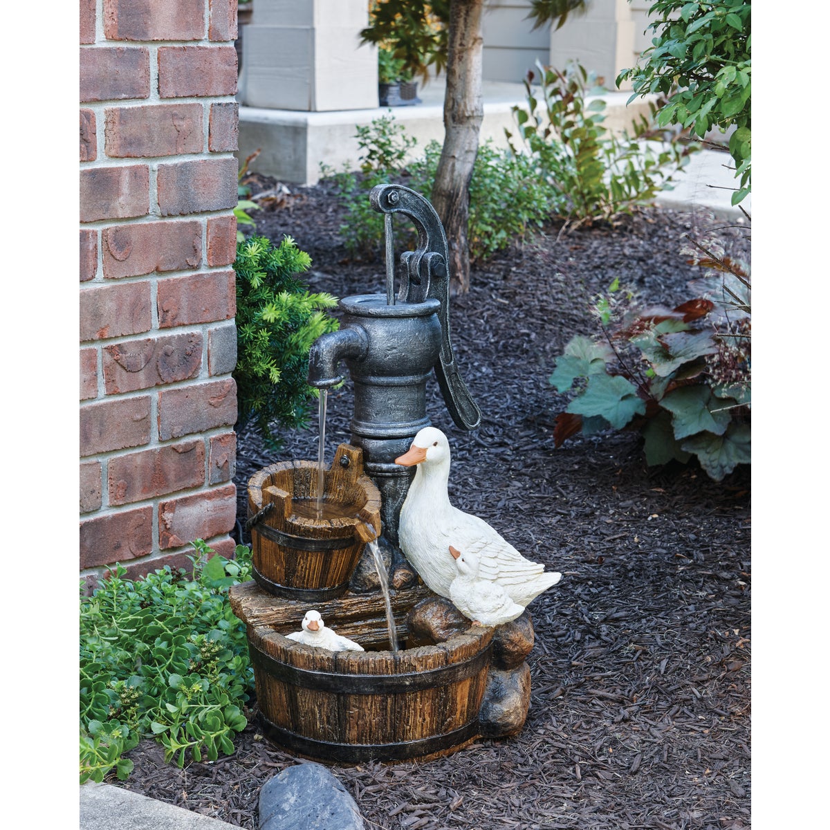 Best Garden 12.2 In. W. x 25.5 In. H. x 15.3 In. L. Resin Duck Fountain