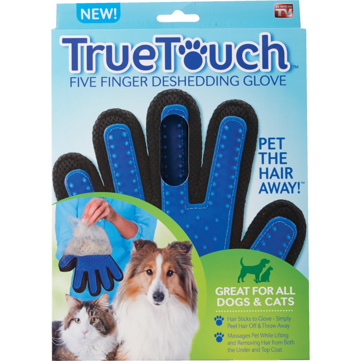 True Touch Silicone Tip Five Finger Deshedding Pet Glove