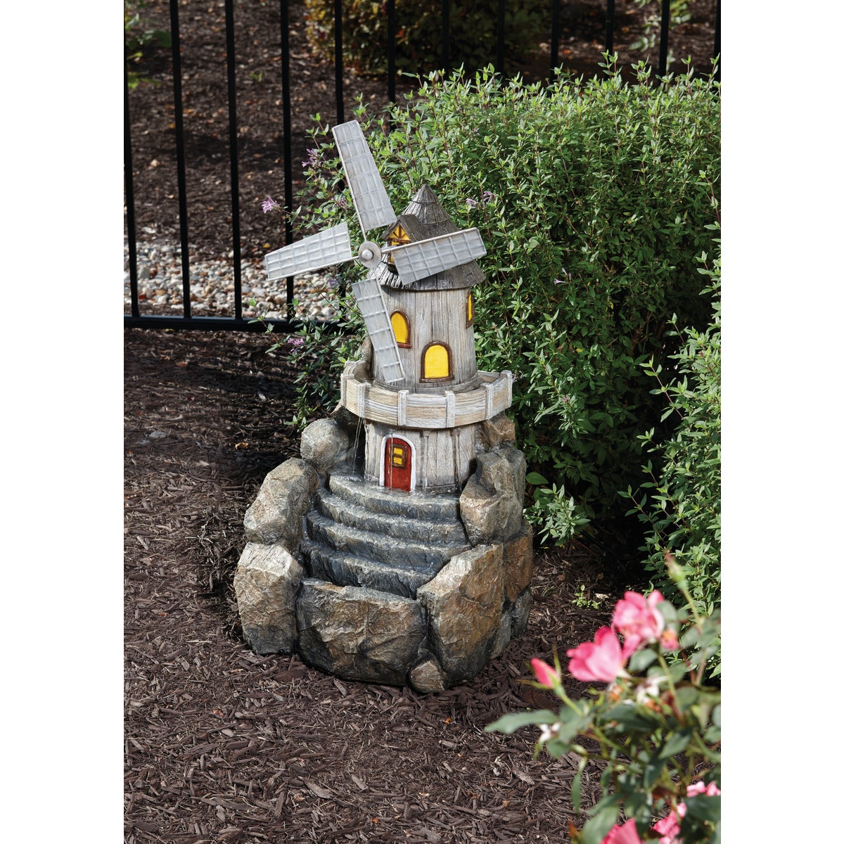 Best Garden 11.8 In. W. x 25 In. H. x 15.3 In. L. Resin Windmill Fountain