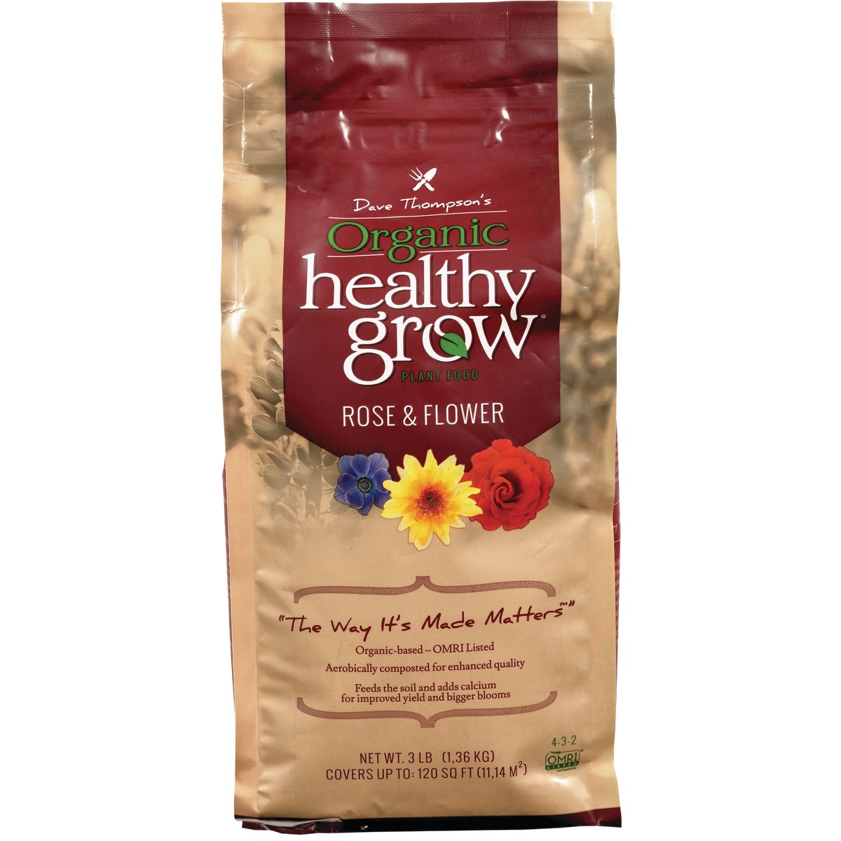 Healthy Grow 3 Lb. 4-3-2 Organic Rose & Flower Dry Plant Food