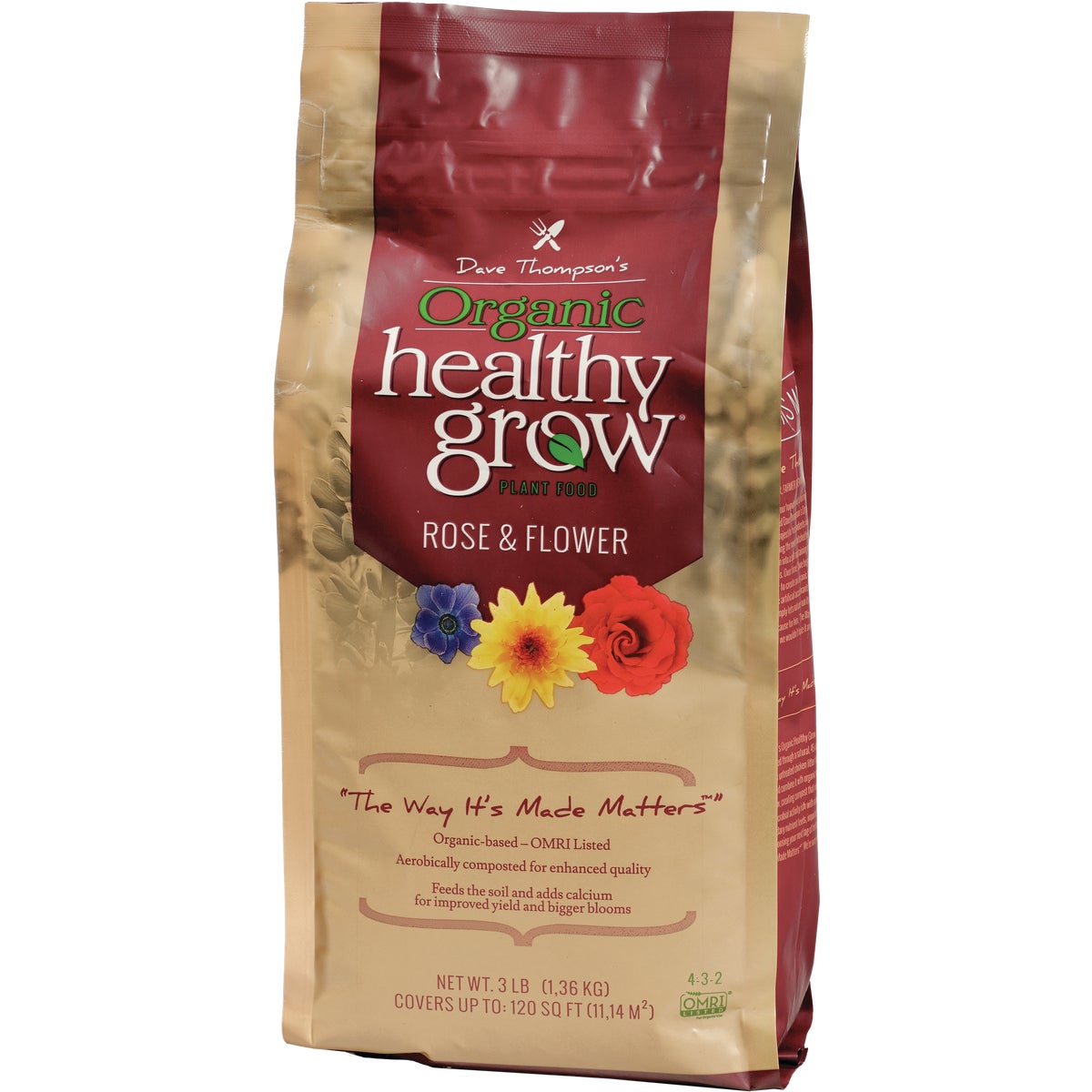 Healthy Grow 3 Lb. 4-3-2 Organic Rose & Flower Dry Plant Food