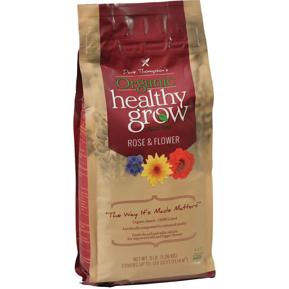 Healthy Grow 3 Lb. 4-3-2 Organic Rose & Flower Dry Plant Food