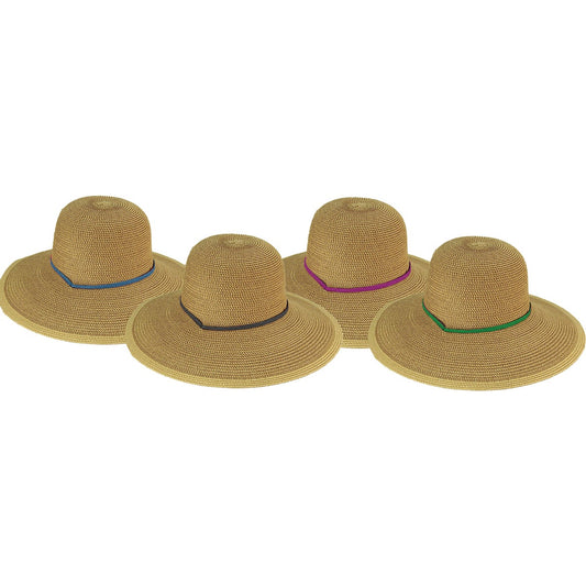 Midwest Quality Glove Women's Natural Straw with Assorted Ribbon Sun Hat