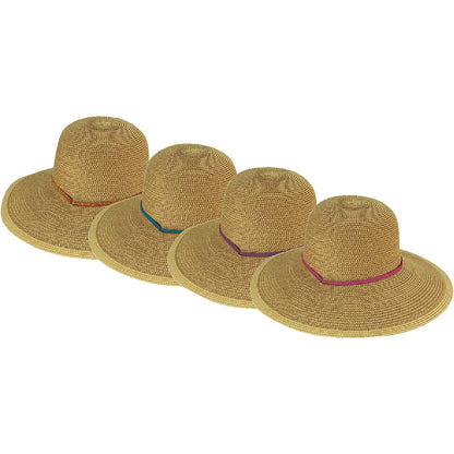 Midwest Quality Glove Women's Natural Straw with Assorted Ribbon Sun Hat