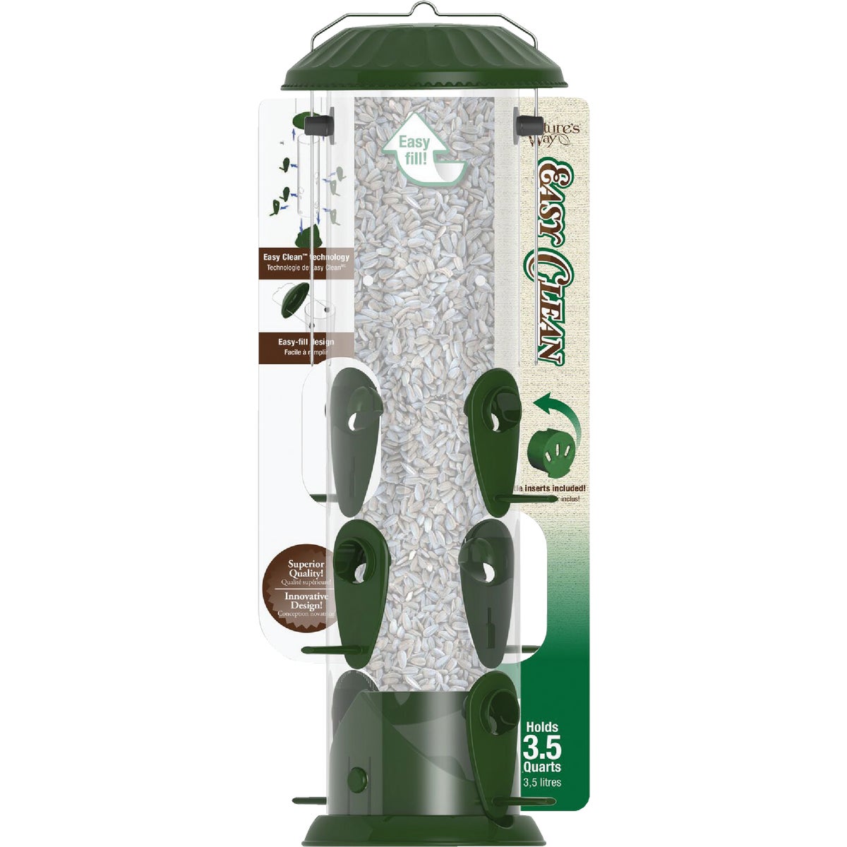 Nature's Way Easy Clean 3.5 Qt. Green Aluminum Tube Bird Feeder