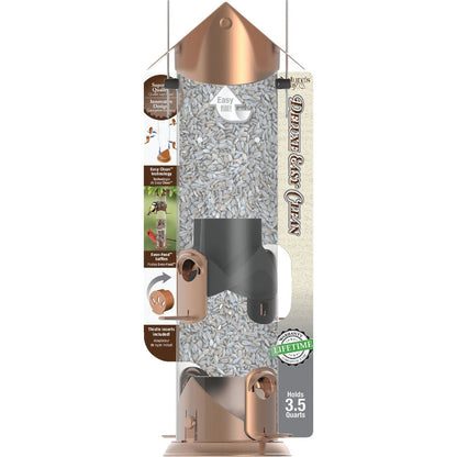 Nature's Way 3.5 Qt. Easy Clean Deluxe Bronze Plastic Tube Bird Feeder