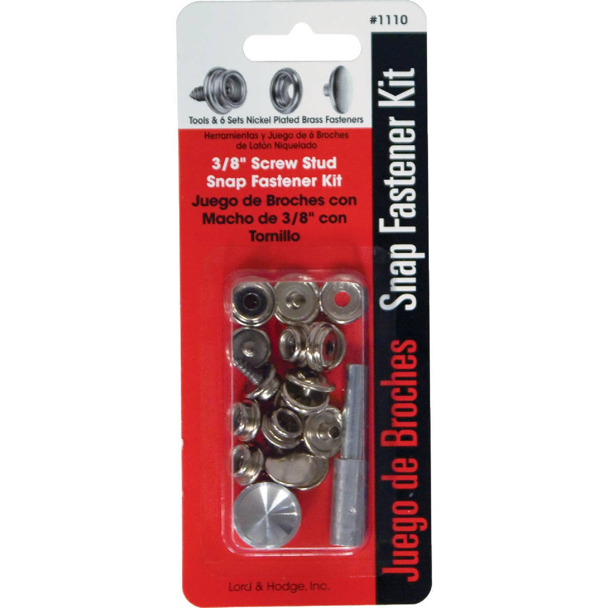 Lord & Hodge Metal Snap Fastener Kit Canvas to Hard Surface (6 Ct.)