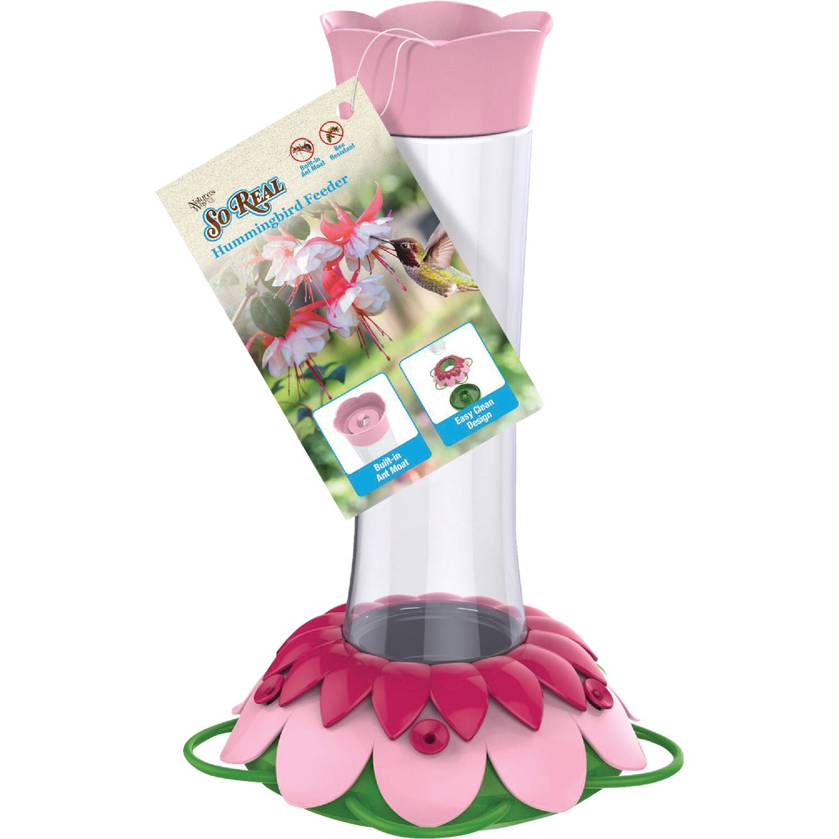 Nature's Way So Real 20 Oz. Pink Fuchsia Gravity Flower Hummingbird Feeder