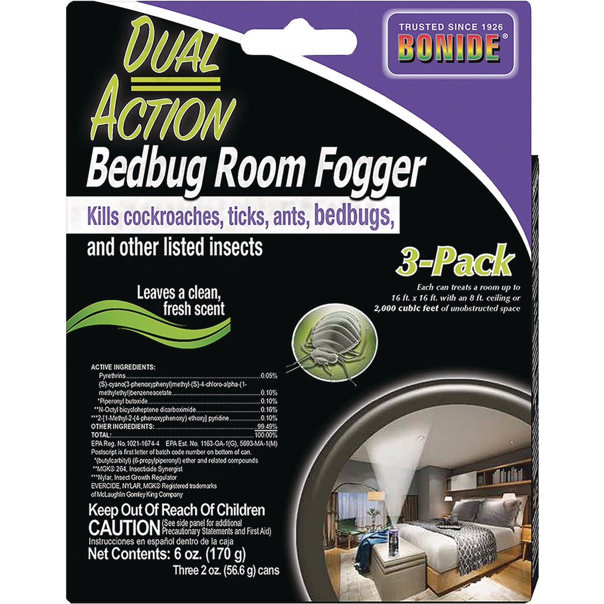 Bonide 6 Oz. Dual Action Bedbug Indoor Insect Fogger (3-Pack)