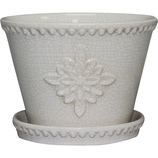 Southern Patio Venice 6 In. Dia. x 4.3 In. H. White Ceramic Planter