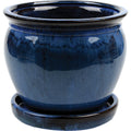 Southern Patio Wisteria 6 In. Dia. x 5.3 In. H. Dripping Blue Clay Planter