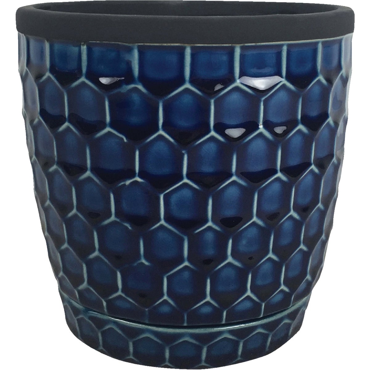 Southern Patio 6 In. Dia. Blue Cobalt Clay Honeycomb Planter