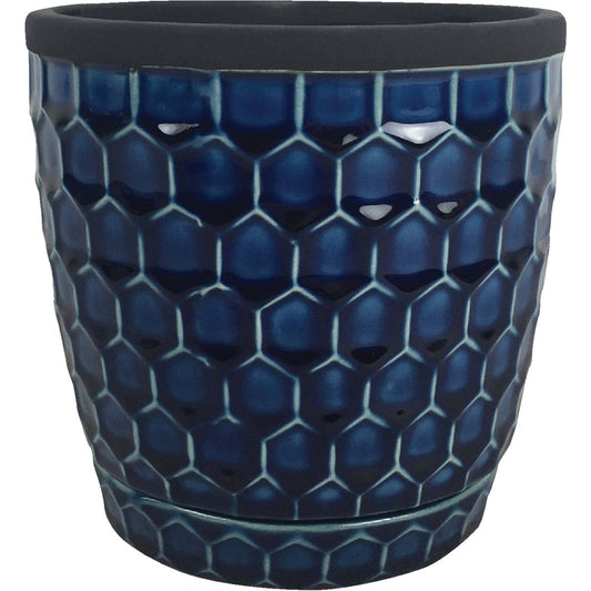 Southern Patio 6 In. Dia. Blue Cobalt Clay Honeycomb Planter