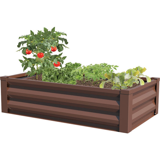 Panacea 24 In. W. x 12 In. H. x 48 In. L. Timber Brown Metal Raised Garden System