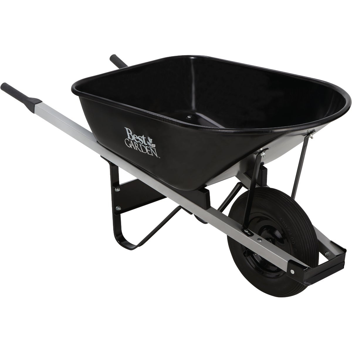 Best Garden 6 Cu. Ft. Flat Free Tire Steel Wheelbarrow