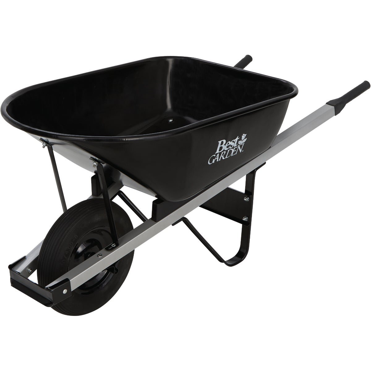 Best Garden 6 Cu. Ft. Flat Free Tire Steel Wheelbarrow