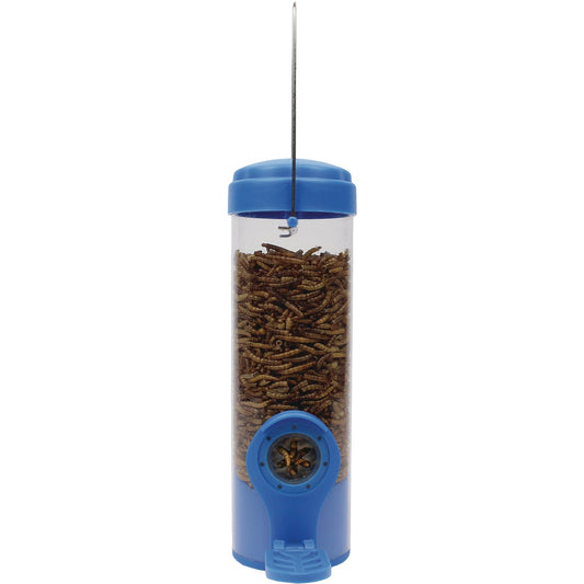 Perky-Pet Blue Plastic 3.5 Oz. Capacity Dried Mealworm Bird Feeder