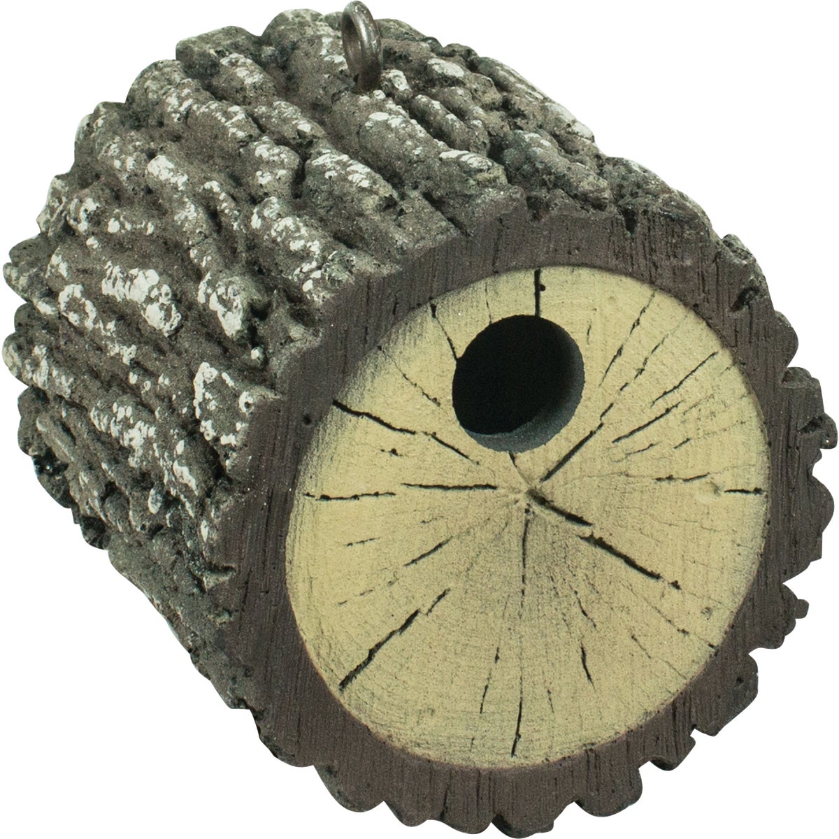 Heath 7 In. L. x 6.25 In. Dia. Gray Round Log Wren Bird House