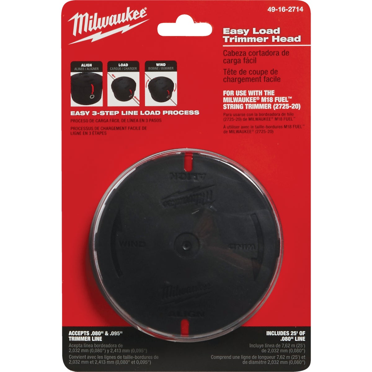 Milwaukee Easy Load Bump Feed Straight Shaft Replacement Trimmer Head