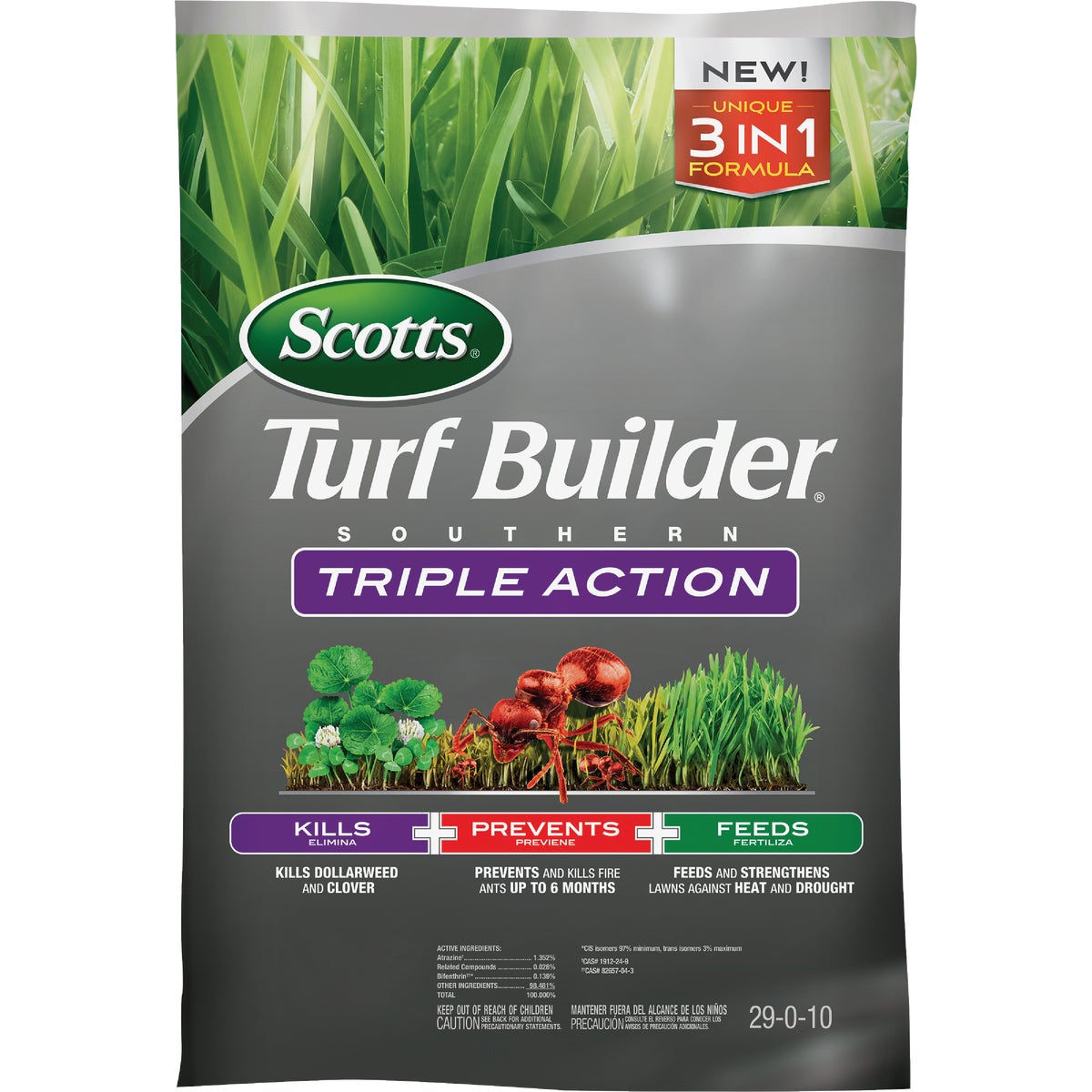 Scotts Turf Builder Southern Triple Action 26.84 Lb. 8000 Sq. Ft. Lawn Fertilizer with Weed Killer