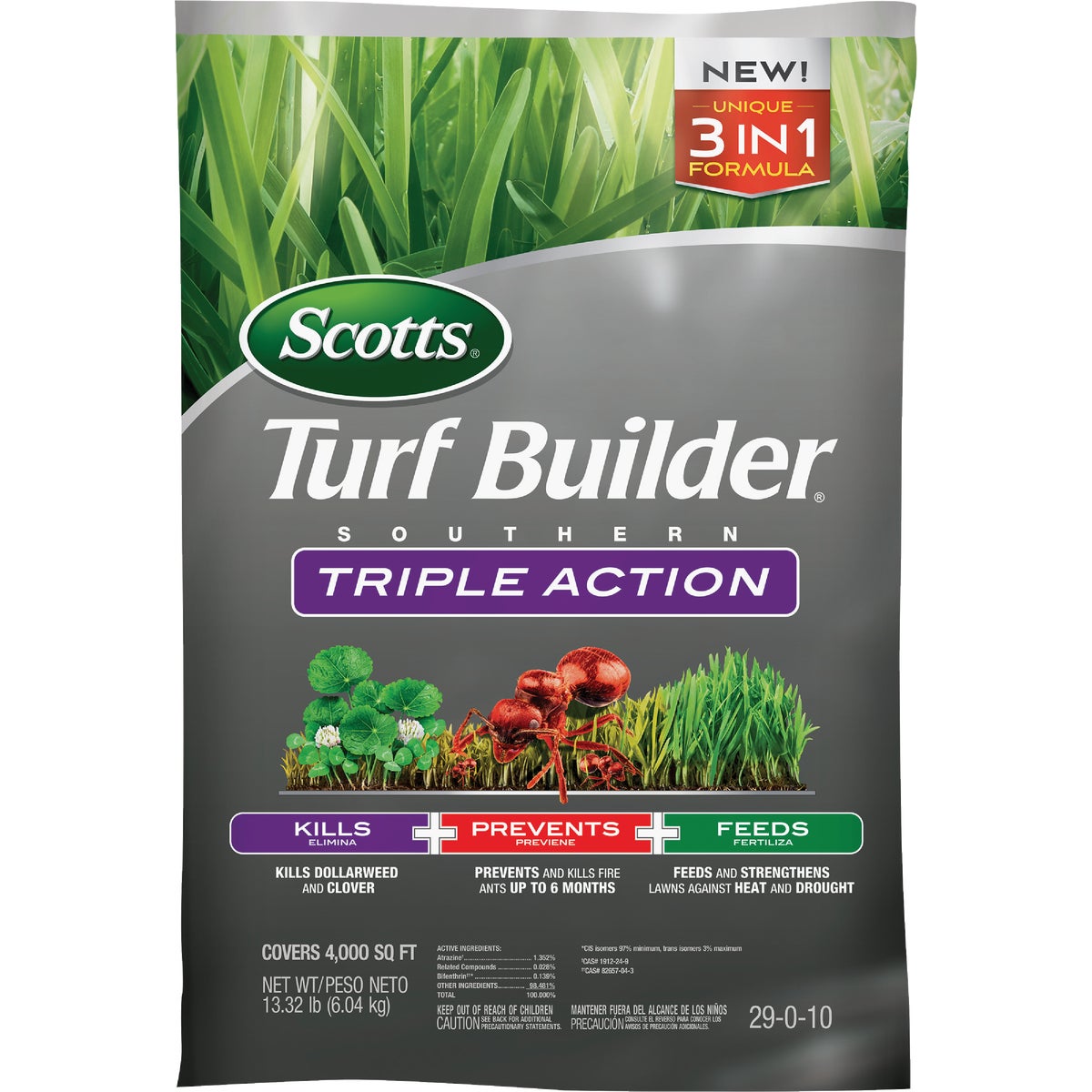 Scotts Turf Builder Southern Triple Action 13.32 Lb. 4000 Sq. Ft. Lawn Fertilizer with Weed Killer