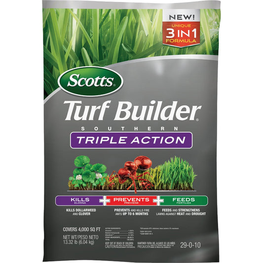 Scotts Turf Builder Southern Triple Action 13.32 Lb. 4000 Sq. Ft. Lawn Fertilizer with Weed Killer