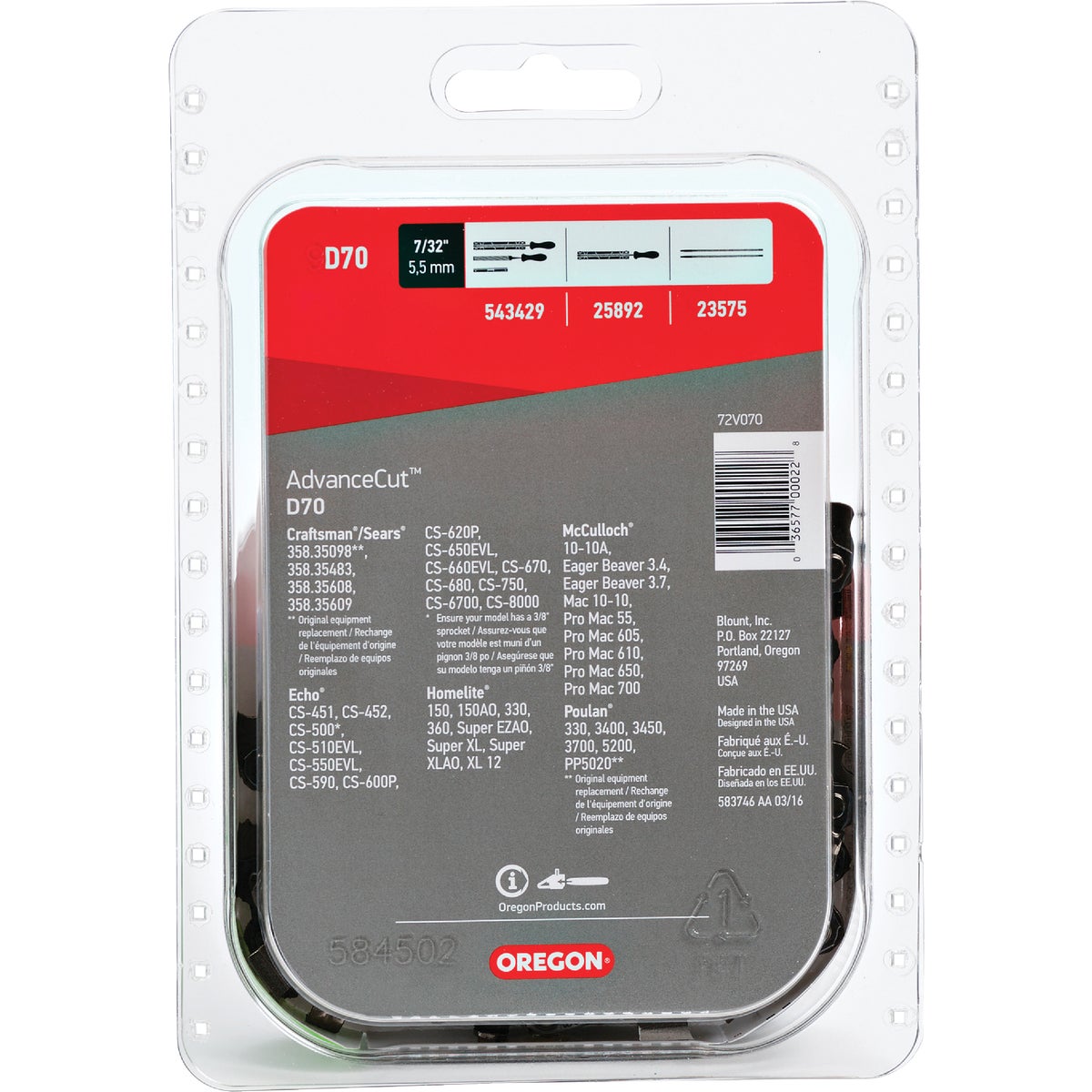 Oregon AdvanceCut D70 20 In. Chainsaw Chain