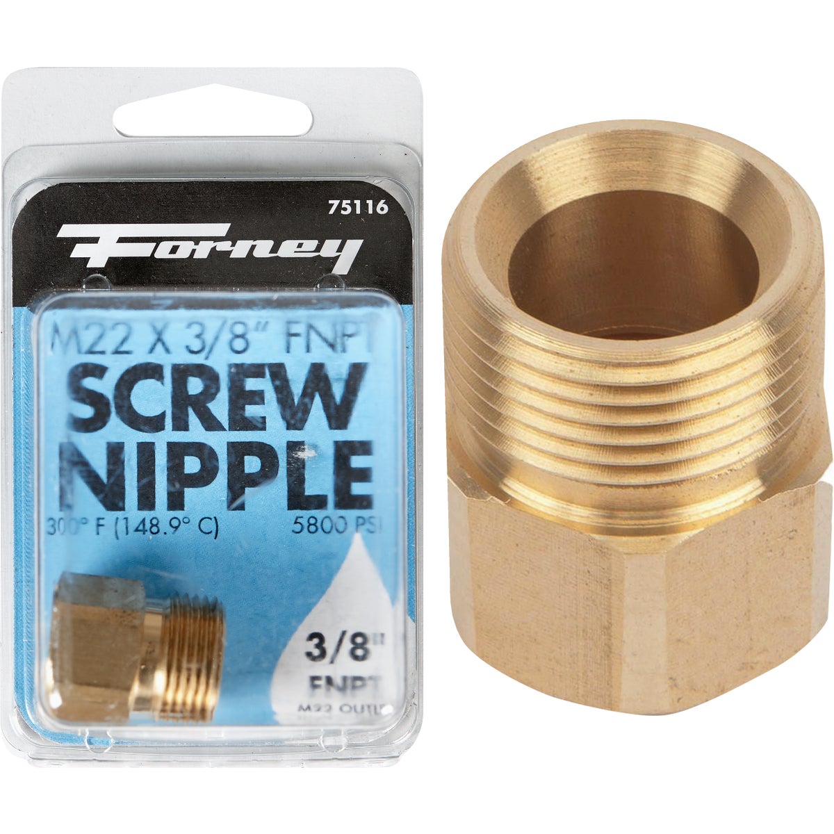 Forney 3/8 In. Female Pressure Washer Screw Nipple