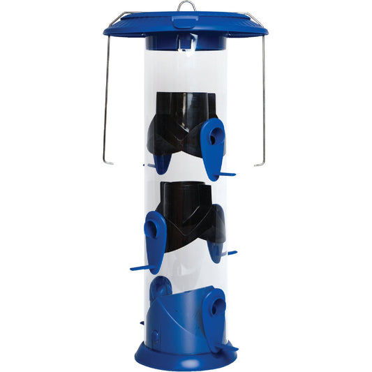 Nature's Way Funnel Flip Top Blue Poly Wide Tube Bird Feeder