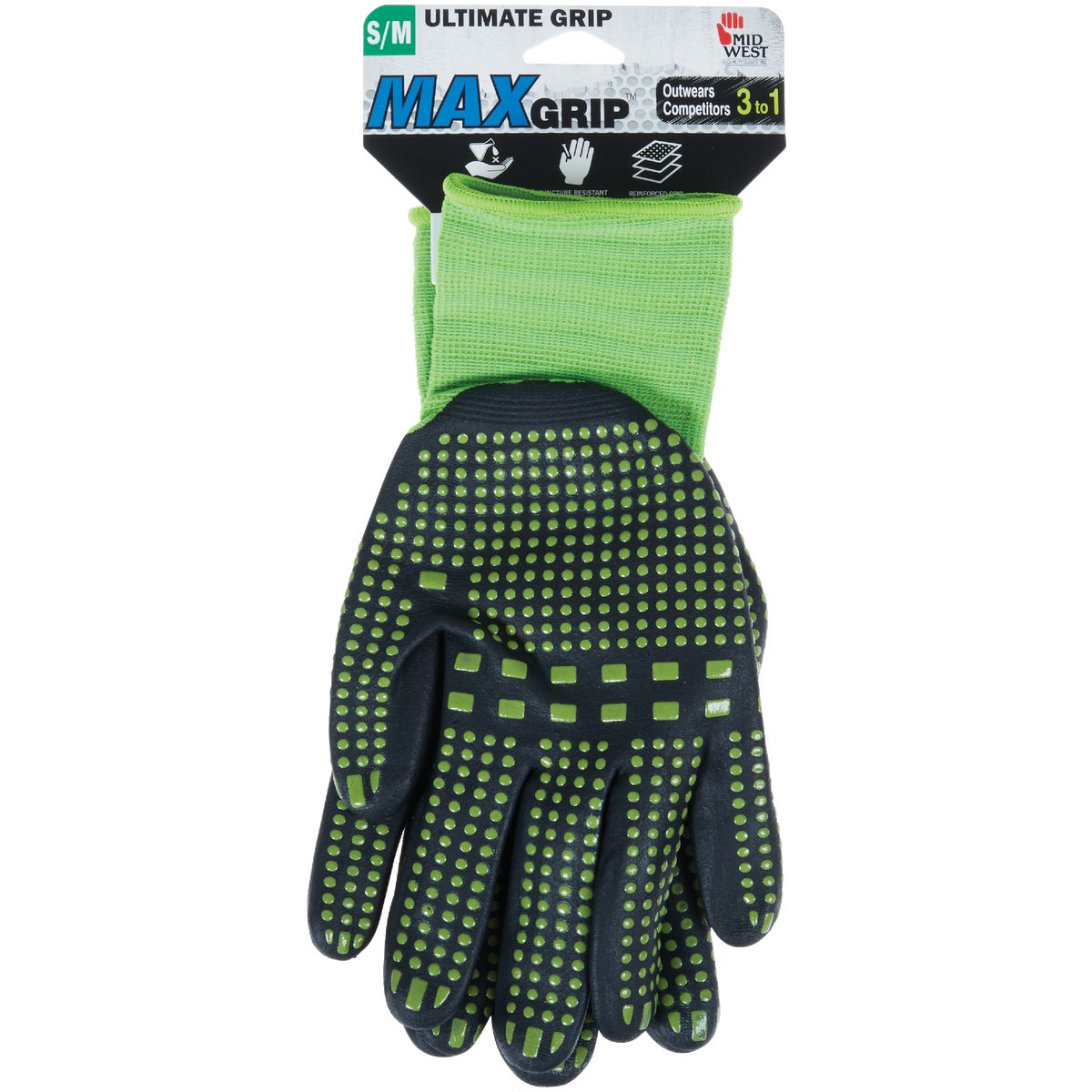Midwest Quality Glove Max Grip Women's Large Nitrile Coated Glove