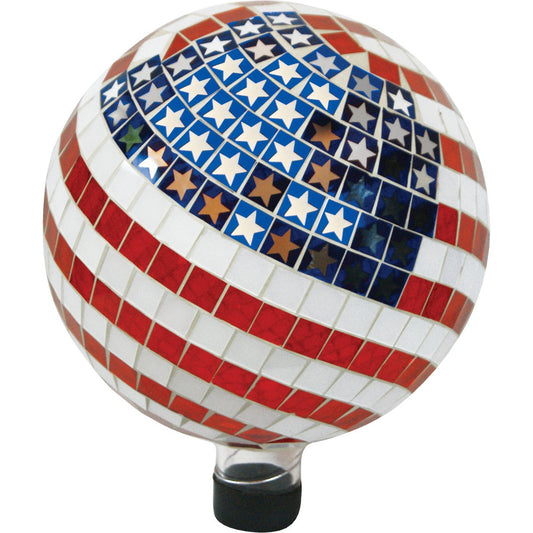 Alpine 10 In. Dia. Glass American Flag Gazing Globe Lawn Ornament