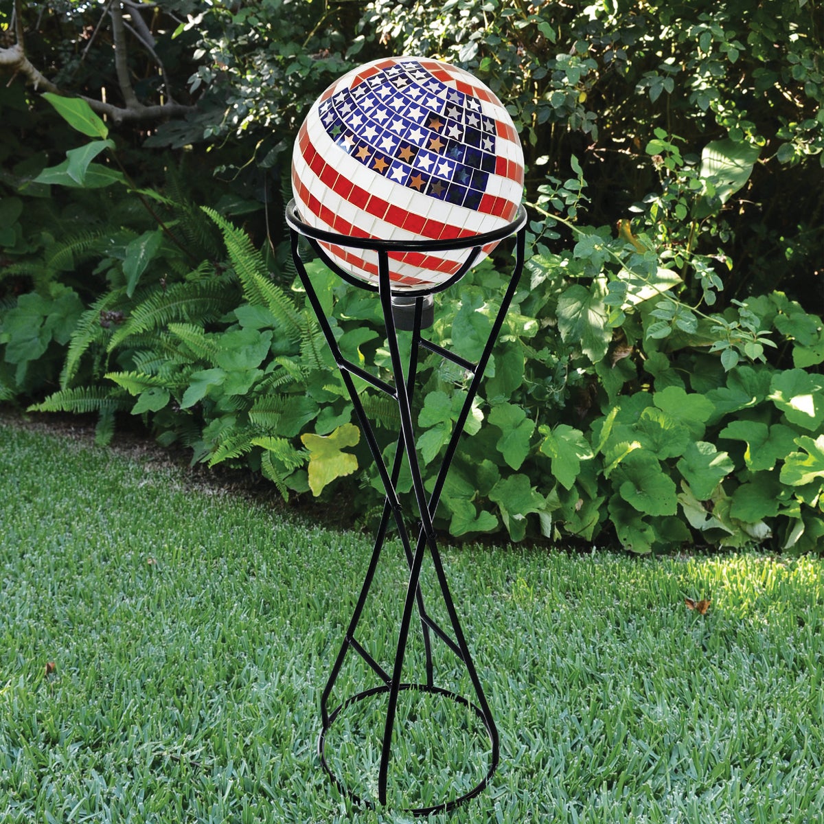 Alpine 10 In. Dia. Glass American Flag Gazing Globe Lawn Ornament