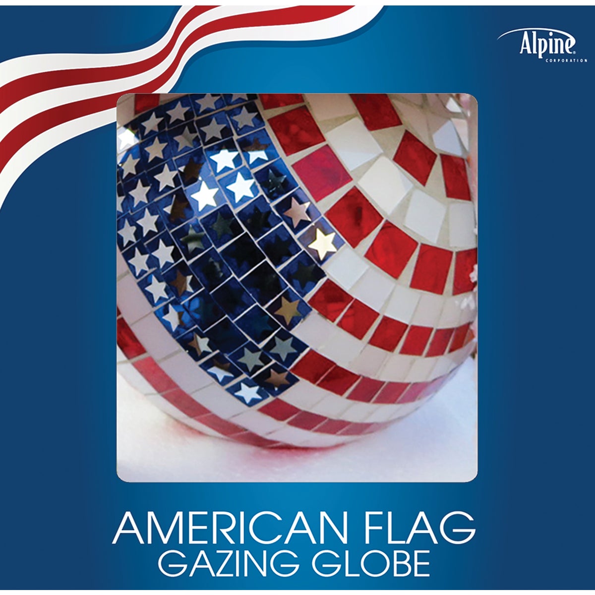 Alpine 10 In. Dia. Glass American Flag Gazing Globe Lawn Ornament