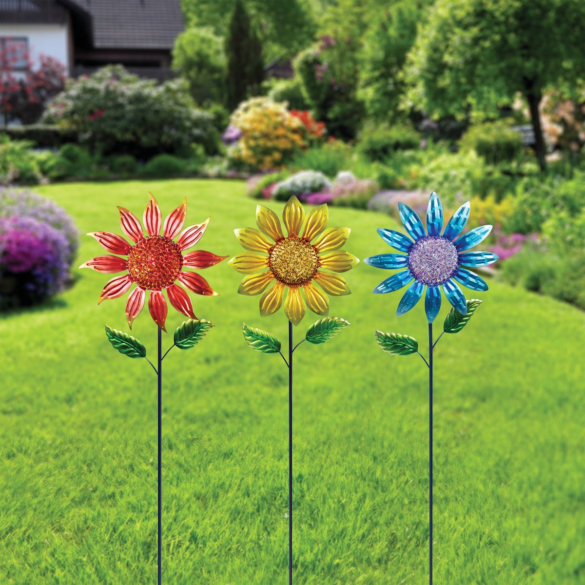 Alpine 36 In. H. Metal Sunflower Garden Stake Lawn Ornament