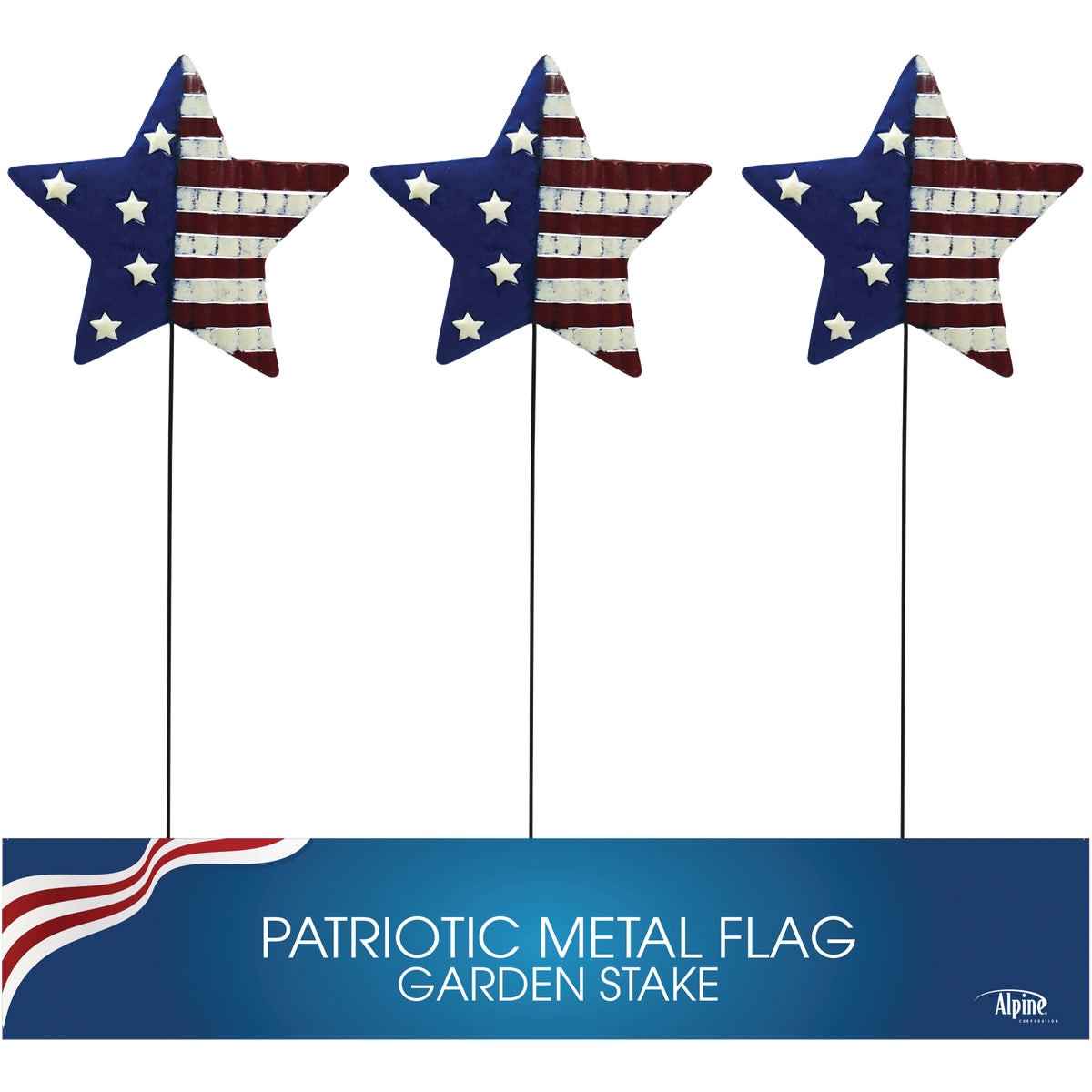 Alpine 24 In. Metal American Flag Garden Stake Lawn Ornament