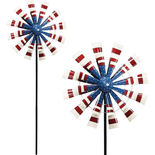 Alpine 75 In. H. Metal Patriotic Windmill Garden Stake Lawn Ornament