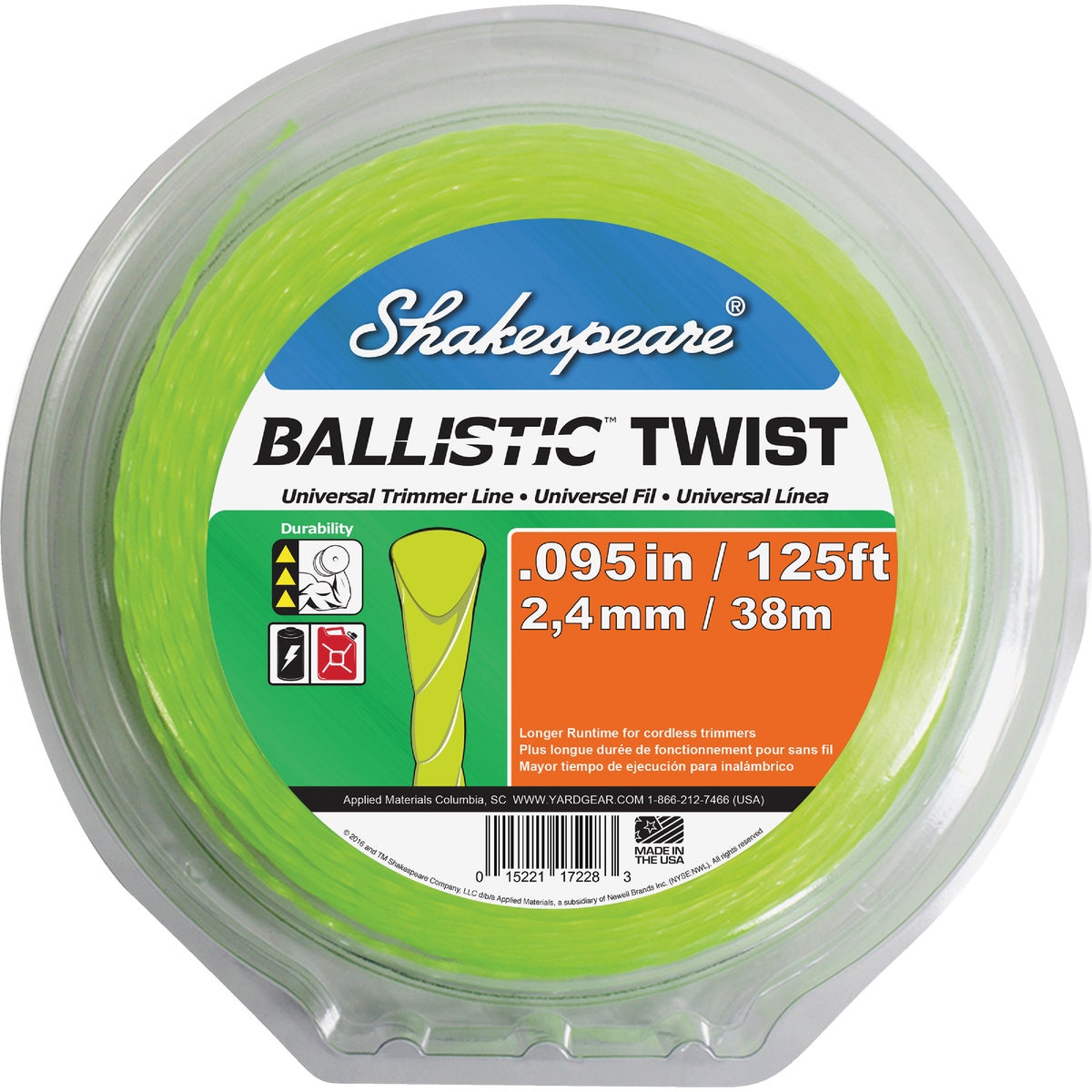 Shakespeare 0.095 In. x 125 Ft. Ballistic Twist Universal Trimmer Line