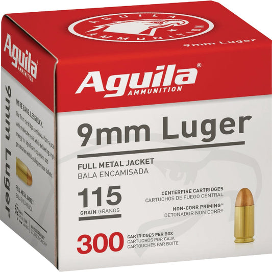 Aguila 9mm Luger 115 Grain FMJ Centerfire Ammunition Cartridges