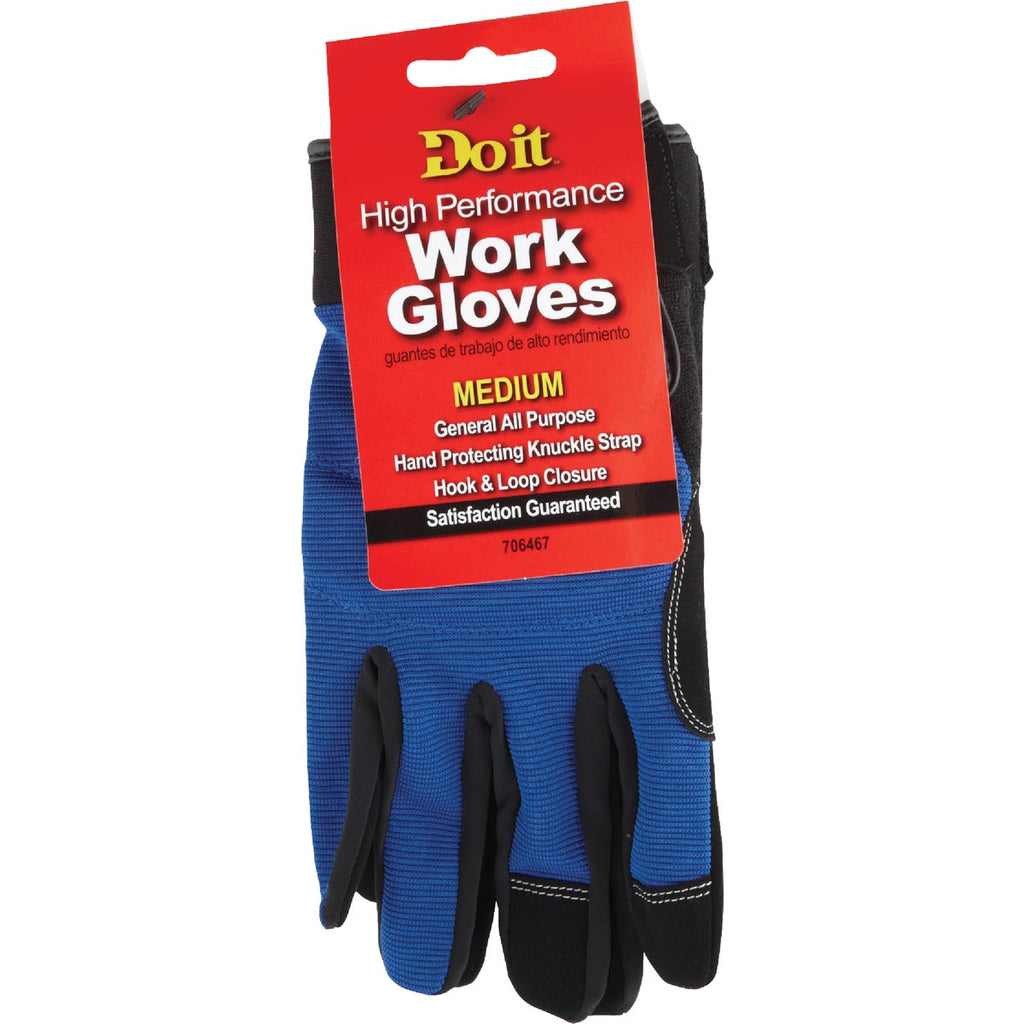 Do it Men's Medium Polyester Spandex High Performance Glove with Hook & Loop Cuff
