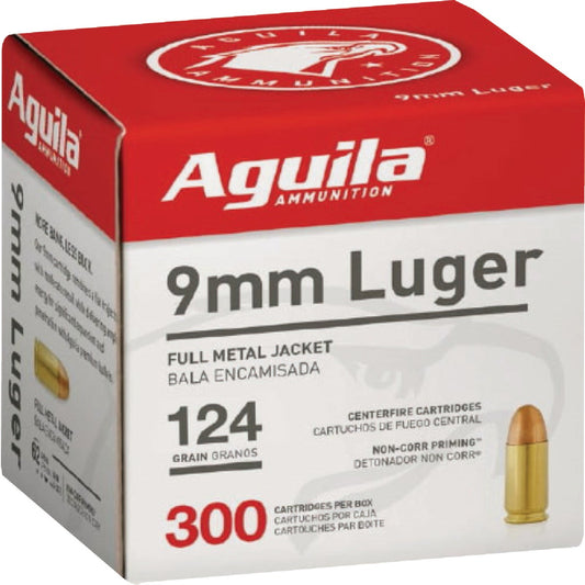 Aguila 9mm Luger 124 Grain FMJ Centerfire Ammunition Cartridges